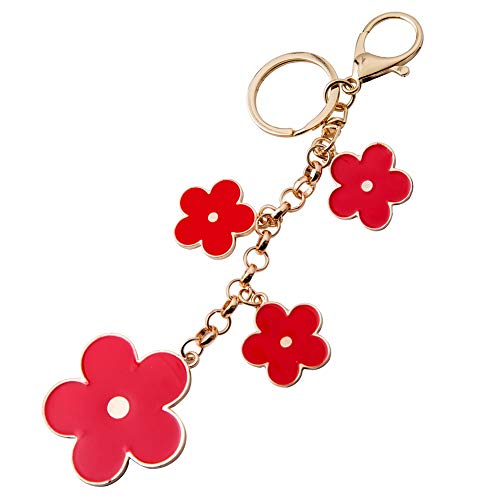Giftale Women's Flower Bag Charms Red Enameled Keychain Purse Accessories,#526-1C - Image 2