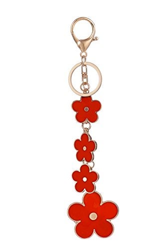 Giftale Women's Flower Bag Charms Red Enameled Keychain Purse Accessories,#526-1C - Image 1