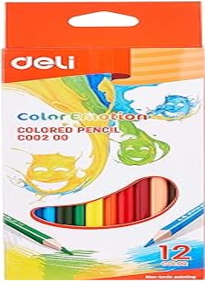 Deli قلم رصاص خشبي ملون من ديلي مكون من 12 لونًا 
