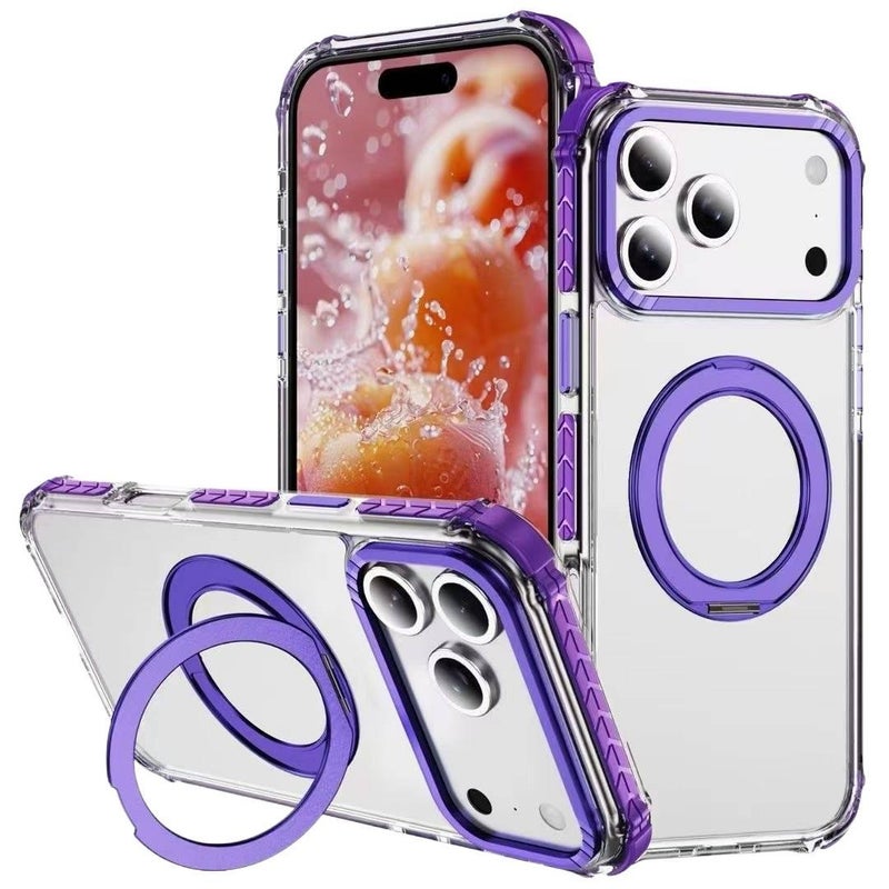 LS Silicone MagSafe Case for iPhone 15 / 15 Plus / 15 Pro / 15 Pro Max with Shockproof and Drop Protection plus Shockproof plus Anti-Fingerprint plus Kickstand in Purple - Image 1