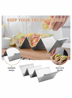 Excefore 2 Packs Taco Holders Set, Stainless Steel Taco Stand Taco Trays, Hold 2 or 3 Hard or Soft Shell Tacos, Oven Dishwasher And Grill Safe, Fill & Serve Tacos with Ease  - Image 5