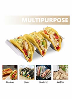 Excefore 2 Packs Taco Holders Set, Stainless Steel Taco Stand Taco Trays, Hold 2 or 3 Hard or Soft Shell Tacos, Oven Dishwasher And Grill Safe, Fill & Serve Tacos with Ease  - Image 3