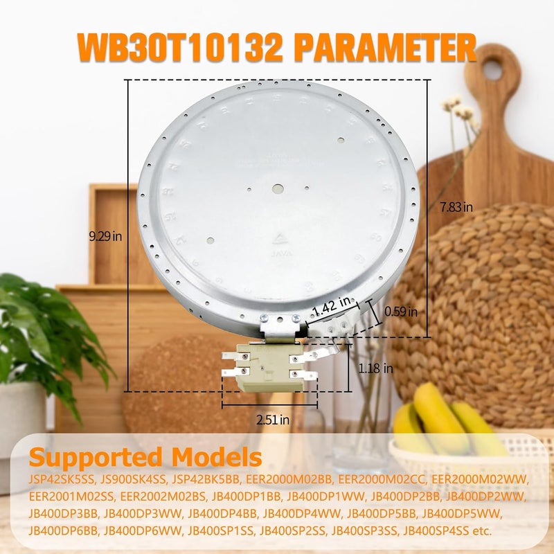Funmit WB30T10132 WB30T10128 Element Radiant 8 in Replacement for GE Oven Range Stove Cooktop Replace 1536600 AP4416172 AH2321566 EA2321566 PS2321566 by (1 Pack) - Image 3