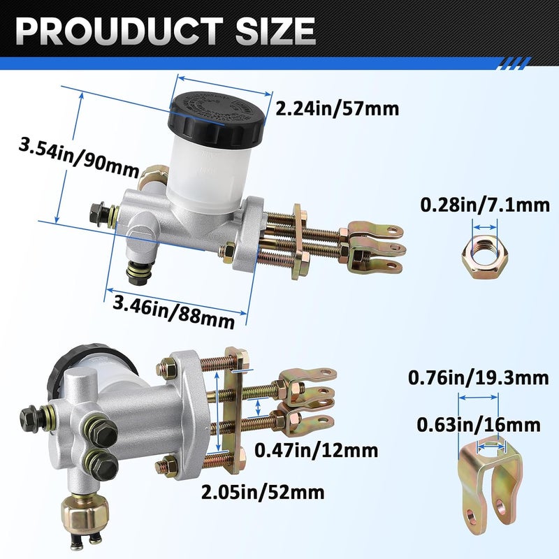 Slother Go Kart Hydraulic Brake Master Cylinder Replacement for 90cc 110cc 125cc 150cc 200cc 250cc for Buggy for Sunl for BMS for Kandi for Roketa for Kazuma Kinroad for TaoTao for Twister ATV - Image 3