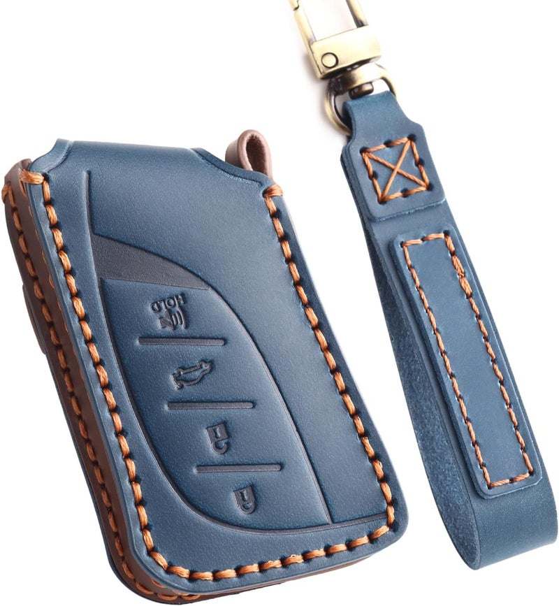 EASYANT غطاء حافظة مفتاح السيارة الجلدي لسيارات لكزس ES RX 2021-2024 المتوافق مع حافظة مفتاح لكزس LS NX الجديدة - أزرق - Image 1
