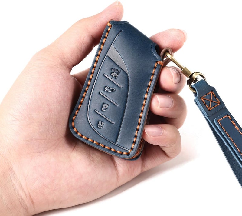 EASYANT غطاء حافظة مفتاح السيارة الجلدي لسيارات لكزس ES RX 2021-2024 المتوافق مع حافظة مفتاح لكزس LS NX الجديدة - أزرق - Image 4