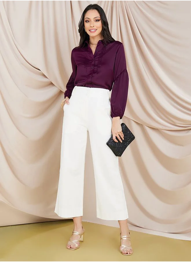Styli Long Sleeves Pintuck Button Down Shirt