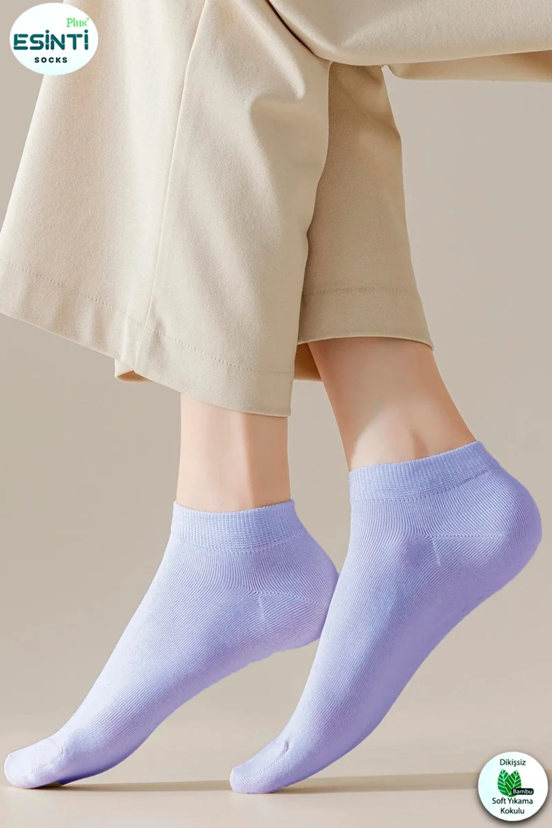 اسينتي Women's Short Socks White Bamboo Colored Summer Booties Socks Scented Thin Socks 6 Pieces