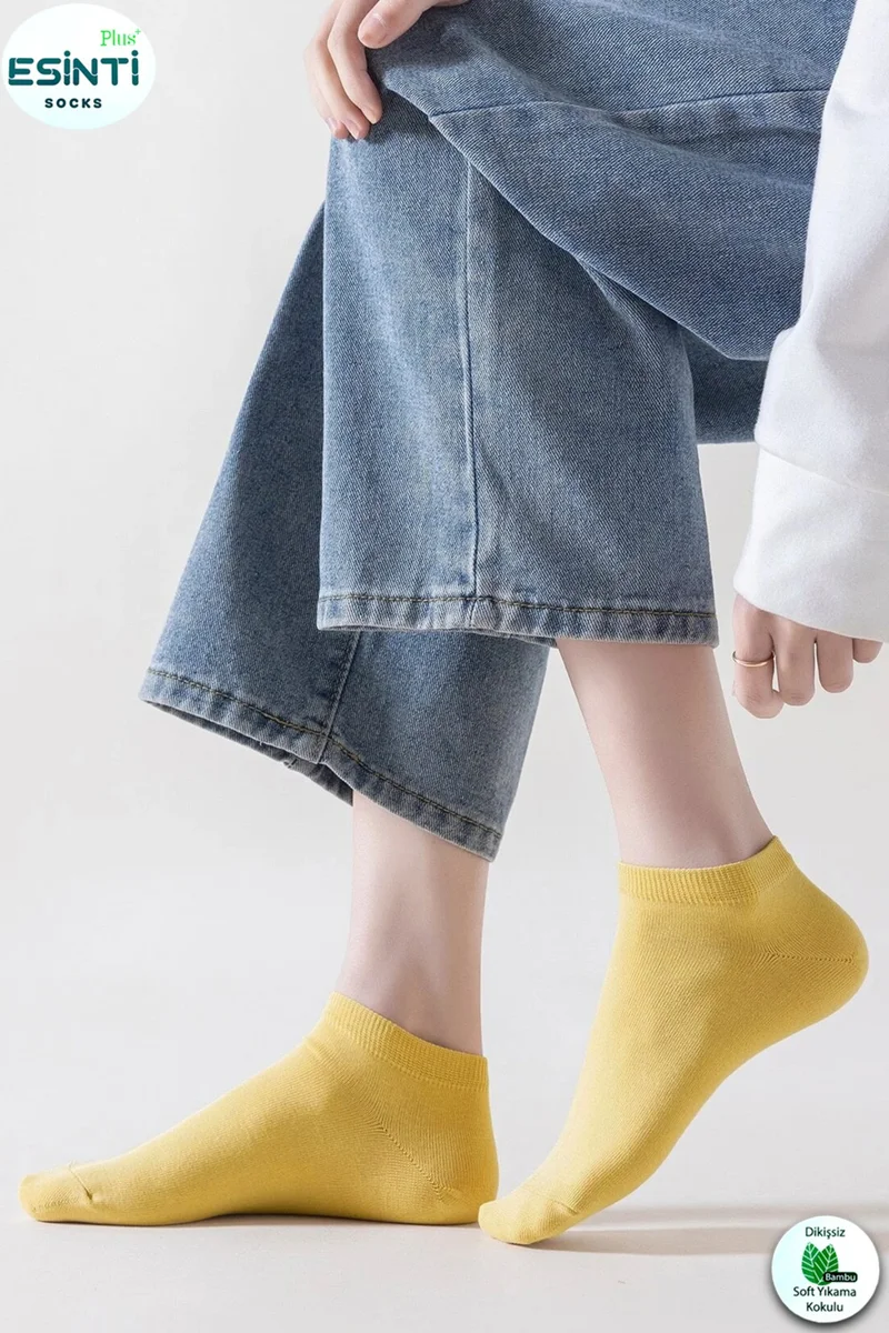 اسينتي Women's Short Socks White Bamboo Colored Summer Booties Socks Scented Thin Socks 6 Pieces