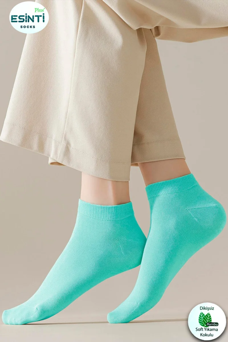 اسينتي Women's Short Socks White Bamboo Colored Summer Booties Socks Scented Thin Socks 6 Pieces
