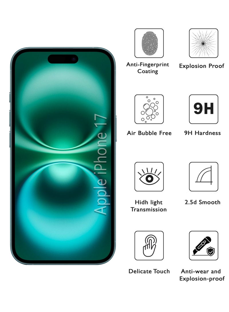 Apple iPhone 17 Screen Protector | Tempered Glass Compatible with Apple iPhone 17 | Screen Protector Full HD Quality Tempered Glass Anti-Scratch Edge to Edge Coverage with Easy Installation Kit - Black - Image 2