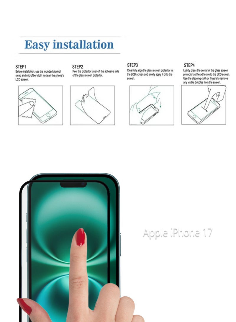 Apple iPhone 17 Screen Protector | Tempered Glass Compatible with Apple iPhone 17 | Screen Protector Full HD Quality Tempered Glass Anti-Scratch Edge to Edge Coverage with Easy Installation Kit - Black - Image 5