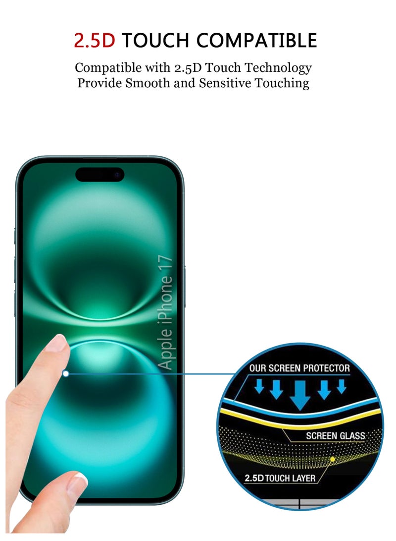Apple iPhone 17 Screen Protector | Tempered Glass Compatible with Apple iPhone 17 | Screen Protector Full HD Quality Tempered Glass Anti-Scratch Edge to Edge Coverage with Easy Installation Kit - Black - Image 4