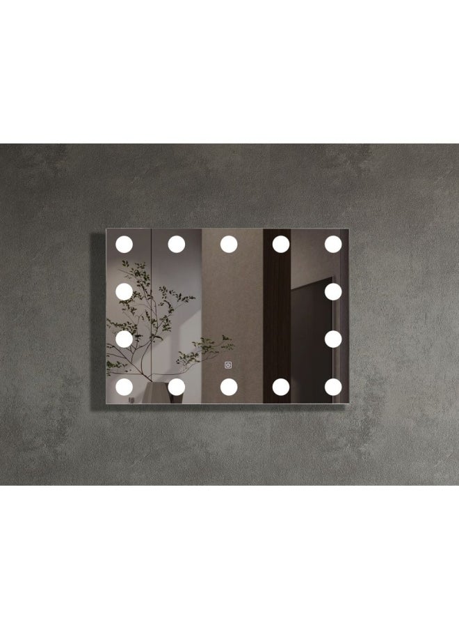 DANUBE HOME Milano Mirror Copper Free Mirror Bathroom Mirror  Wall Mounted Mirror Modern Mirror for Bedroom Living Room With Lightin Bulbs (Hs16464)  - Image 1