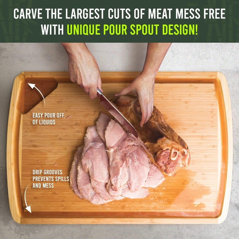 Greener Chef 30 x 20 Organic Extra Large Cutting Board with Lifetime Replacements â€“ Wood Bamboo Chopping Board - Wooden Butcher Block Cutting Board for Carving Turkey, Grilling Brisket and BBQ - Image 3