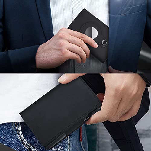 Fermido Slim Wallet for AirTag Genuine Leather RFID Credit Card Holder Automatic Pop up Wallet | Slim Design Multipurpose Accessory for AirTag Case for Men (Black Leather)… - Image 5