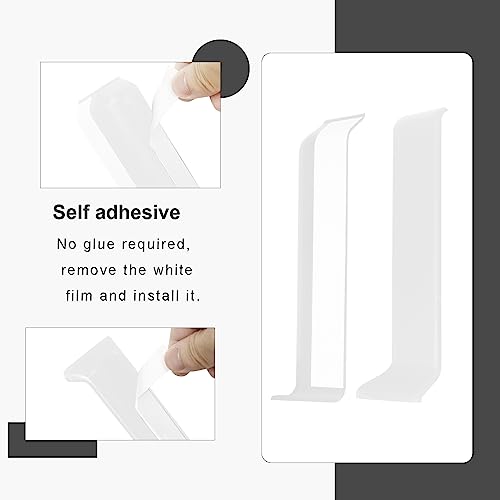 COUKIU Self Adhesive Baseboard Corner Blocks, 4inch(Width)3 Inside + 3 Outside Corners-Connector Between The Wall Base Cove Base Rubber Moulding Trim, Perfect Match for Our S100 Baseboard(White) - Image 5