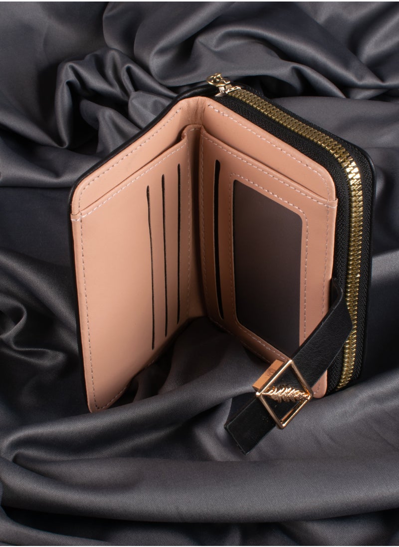The Black Pearl Accessories - Leather Flip Wallet & Card Holder with 7 Pockets and Zipped Pocket Black - Image 1