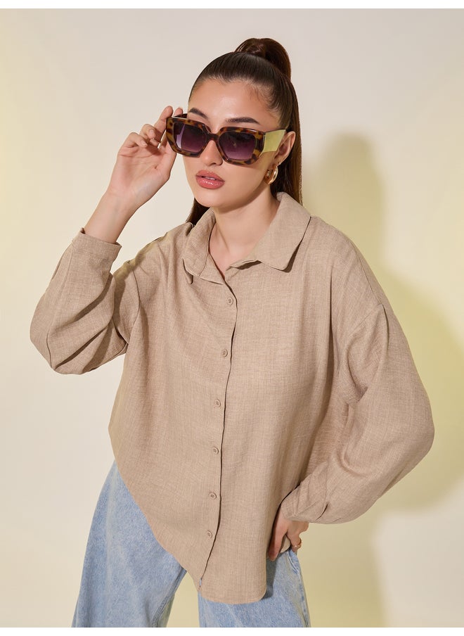 Take Two Take Two Solid Balloon Sleeve Regular Fit Shirt  - Image 1