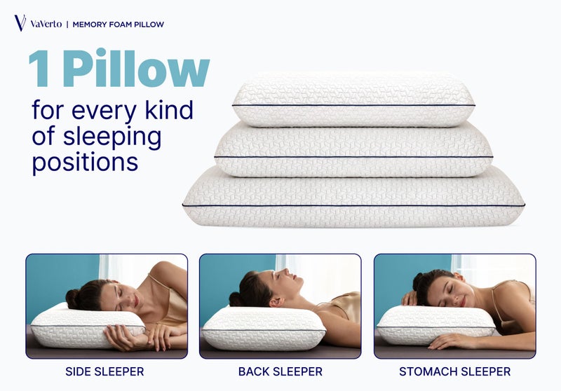 Vaverto Cooling Gel Memory Foam Pillow - 1-Pack - King Size Bed Pillows For Sleeping - Medium-Firm - Back, Stomach and Side Sleeper Pillow - Shoulder & Back Pain Relief - Washable , Bamboo Viscose Cover - Image 5