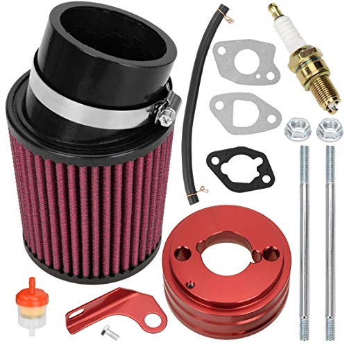 FVRITO Upgraded Air Filter Adapter Kit for Predator 212cc 196cc Coleman CT200U BT200X KT196 65Hp Clone Engine Mini Bike Go Kart Performance Parts Red