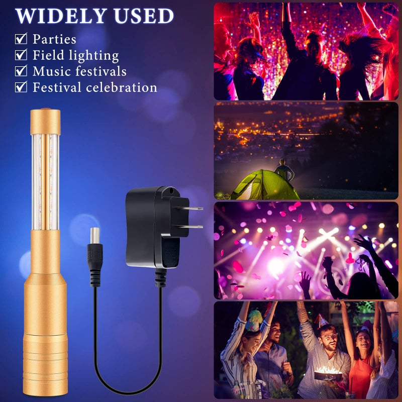 Lewtemi Lewtemi 4 Pieces LED Strobe Baton Lights Led Bottle Service Sparklers Rechargeable Champagne Bottle Topper Lights for VIP Nightclubs Party Event(Gold)  - Image 4