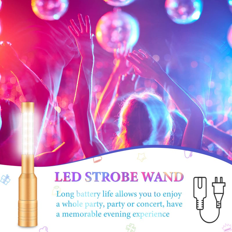 Lewtemi Lewtemi 4 Pieces LED Strobe Baton Lights Led Bottle Service Sparklers Rechargeable Champagne Bottle Topper Lights for VIP Nightclubs Party Event(Gold)  - Image 5