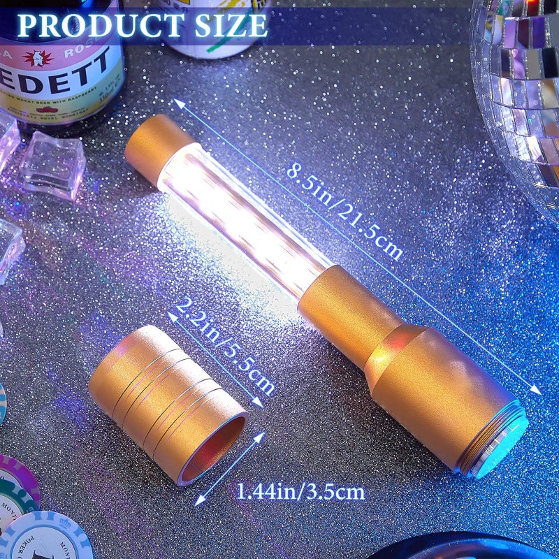 Lewtemi Lewtemi 4 Pieces LED Strobe Baton Lights Led Bottle Service Sparklers Rechargeable Champagne Bottle Topper Lights for VIP Nightclubs Party Event(Gold)  - Image 2