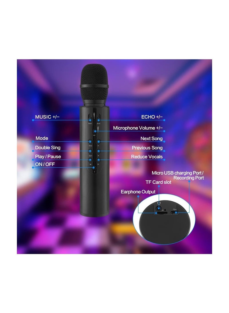 Wireless Handheld Bluetooth Speaker Mic Karaoke, Portable Mic for Home KTV Player. Compatible with Android & iOS Devices. Perfect for Parties, Singing, and Meetings.