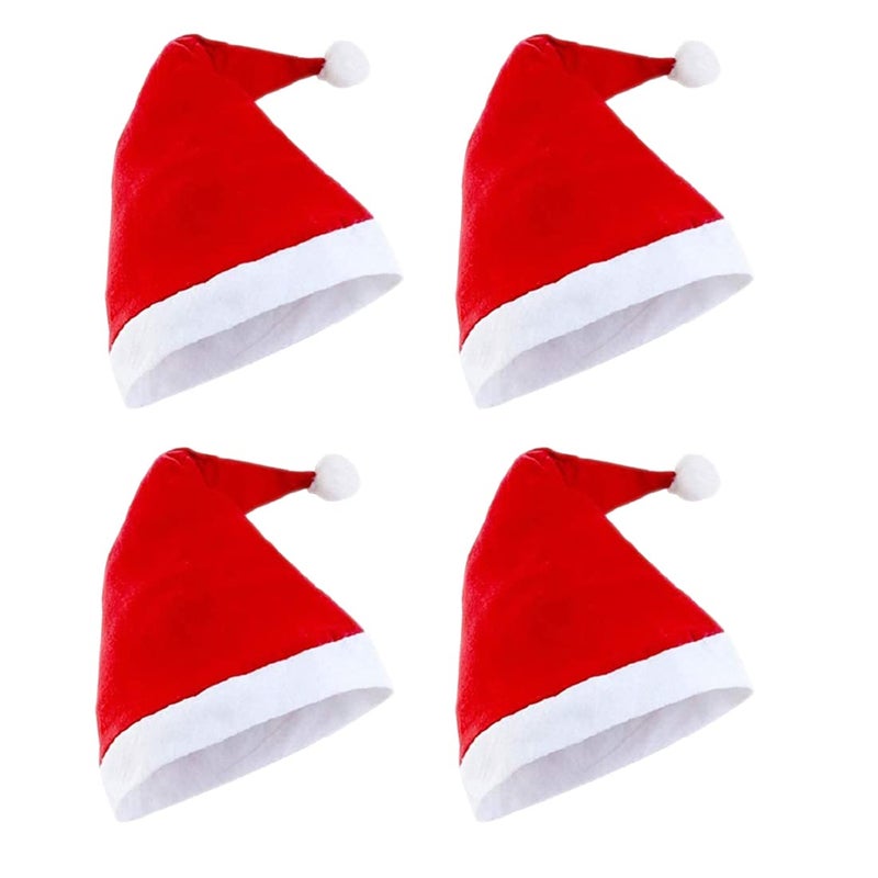 Evisha 4 Pcs Christmas Caps Santa Caps Charistmas caps For Tree Decoration X-Mass Caps Hats Santa Caps Santa Claus Caps - Image 1