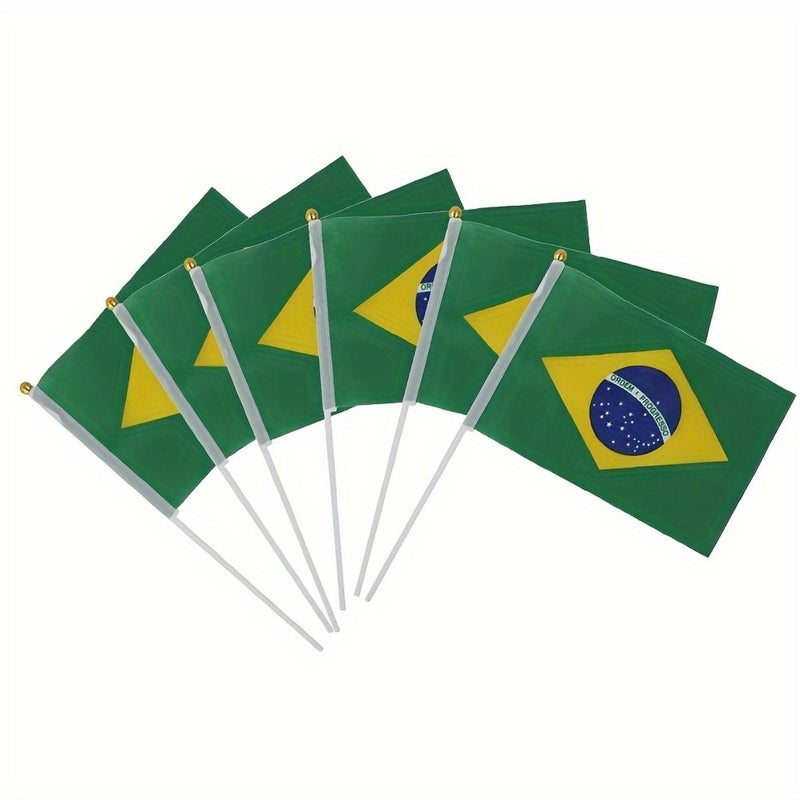 16pcs Brazilian Mini Hand Held Flags For Party Office Outdoor Decorations Poles - Image 3