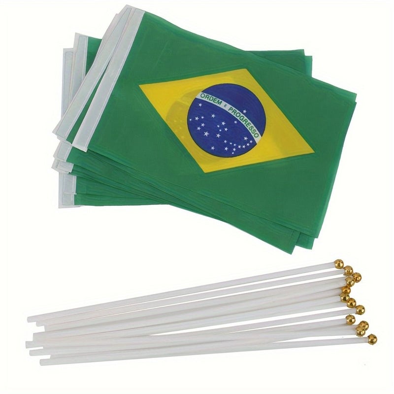 16pcs Brazilian Mini Hand Held Flags For Party Office Outdoor Decorations Poles - Image 4