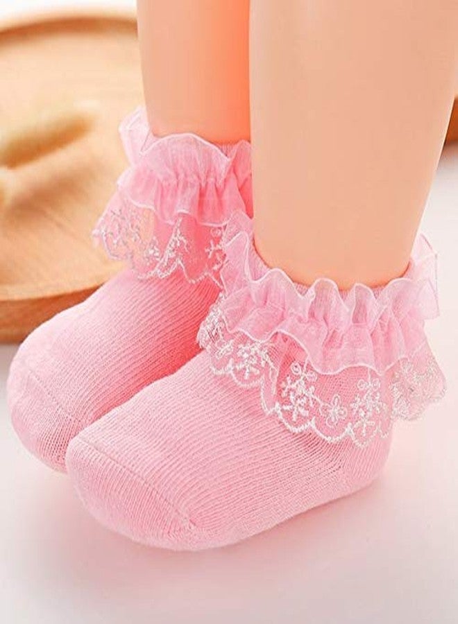 INFISPACE® Baby Girl's Anti-Slip Cotton Frilly Socks (6-8 Year, 3) - Image 3