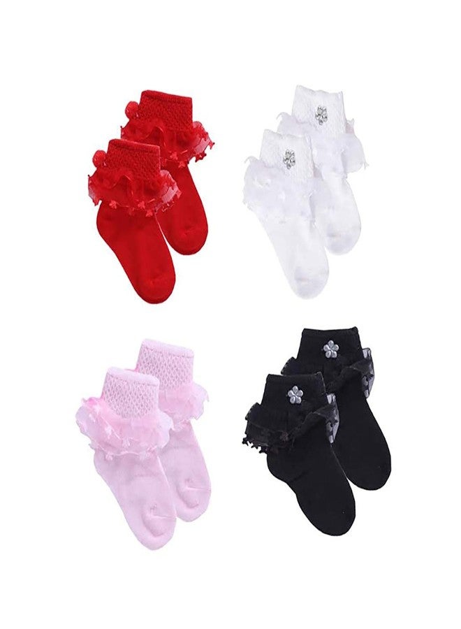 INFISPACE® Baby Girl's Anti-Slip Cotton Frilly Socks (6-8 Year, 3) - Image 2