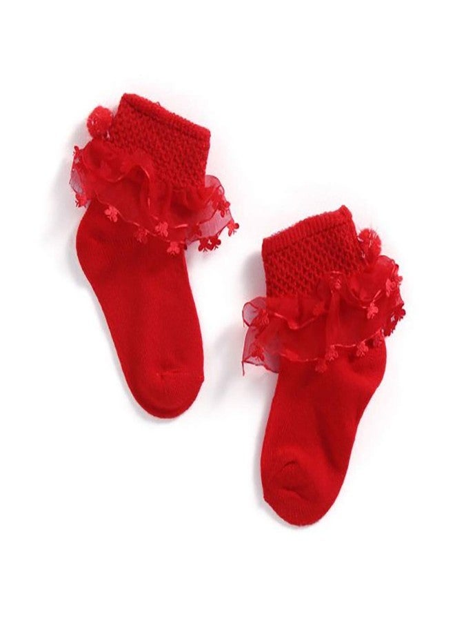 INFISPACE® Baby Girl's Anti-Slip Cotton Frilly Socks (6-8 Year, 3) - Image 5