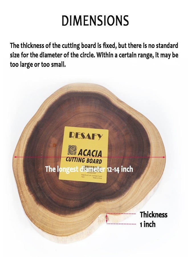 Resafy Round Cutting Board(Dia. 12~14 inch), Exquisite Non-Splicing Acacia Wood Cheese Board, Reversible Wooden Charcuterie Board (Non-Exact Round, Follow Actual Shape of wood) - Image 4