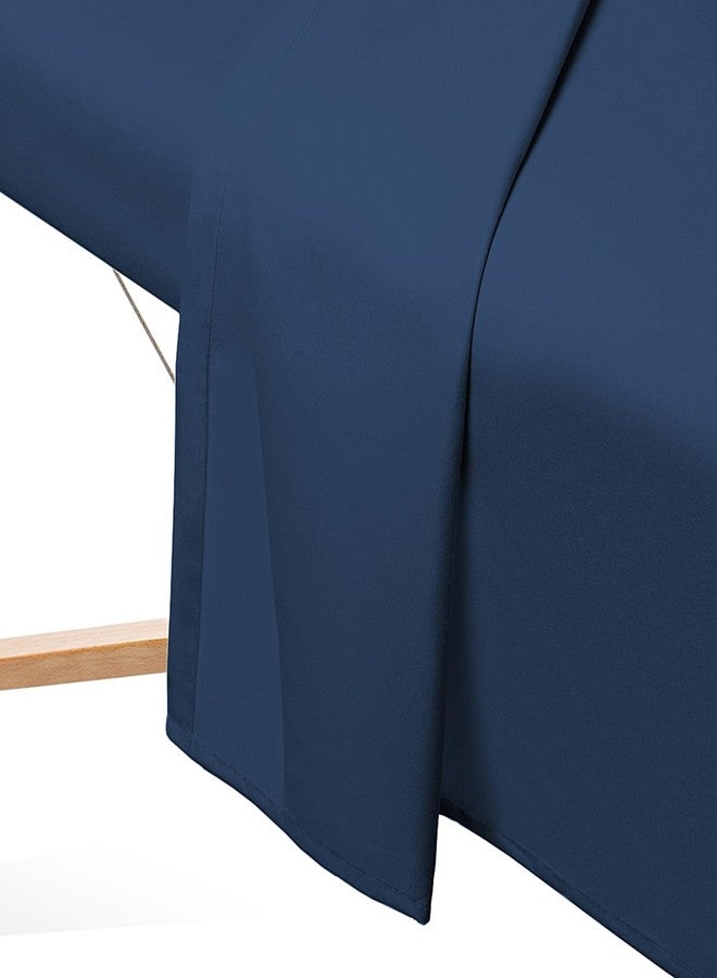 Saloniture 3-Piece Microfiber Massage Table Sheet Set - Premium Facial Bed Cover - Includes Flat and Fitted Sheets with Face Cradle Cover - Navy Blue - Image 4