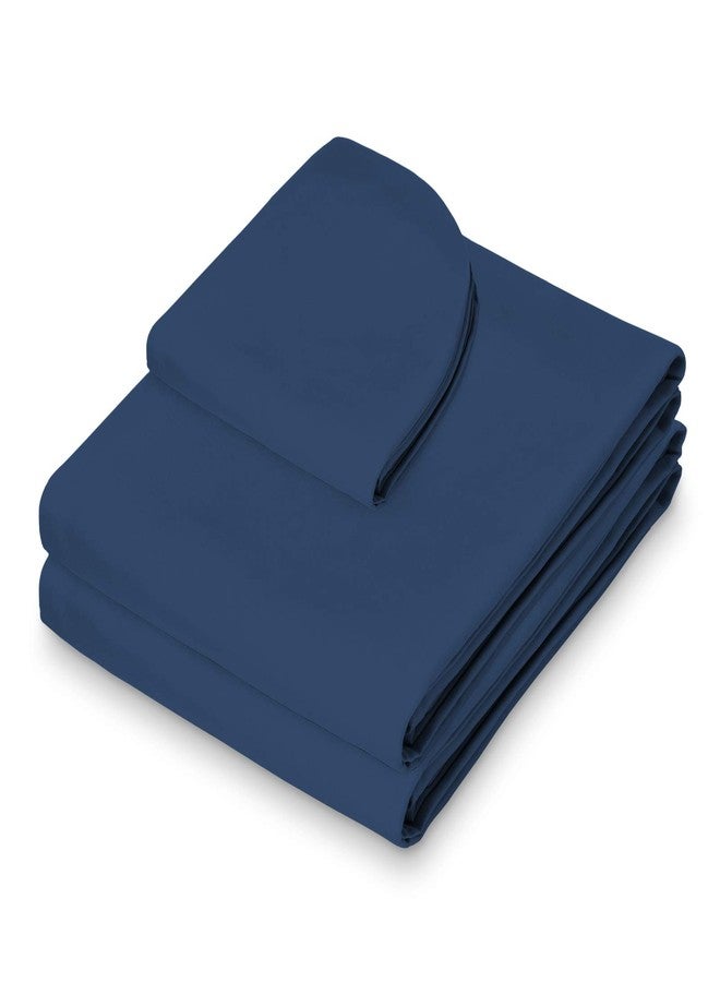 Saloniture 3-Piece Microfiber Massage Table Sheet Set - Premium Facial Bed Cover - Includes Flat and Fitted Sheets with Face Cradle Cover - Navy Blue - Image 2