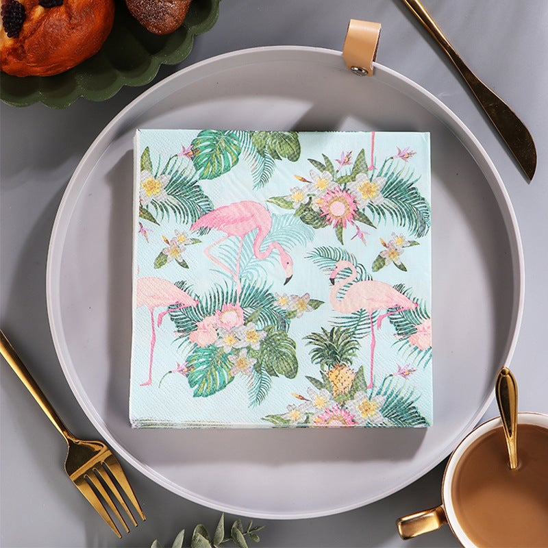 Supply Spot New Leaves Color Printing Napkin Paper Towel Western Restaurant Bakery For Facial Tissue - Image 1