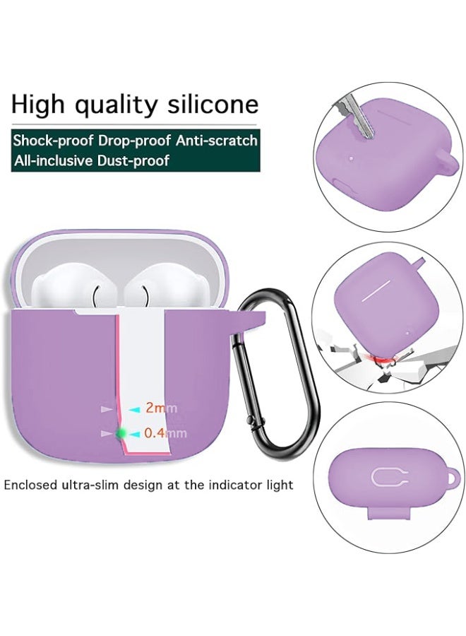 QIRG حافظة سيليكون واقية لسماعات هواوي فري بودز Se 2/ Se 3 مع غطاء سلسلة المفاتيح (بنفسجي تارو) - Image 3