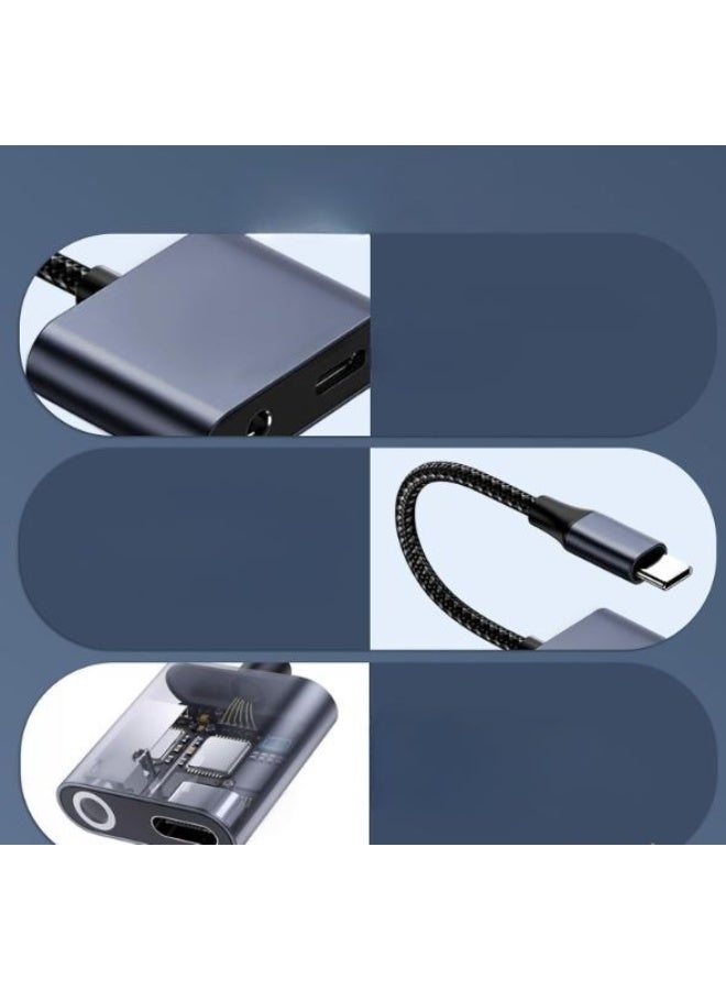 محول USB C إلى مقبس سماعة 3.5 ملم وشحن – محول صوت وشحن 2 في 1 لأجهزة Type-C - Image 3