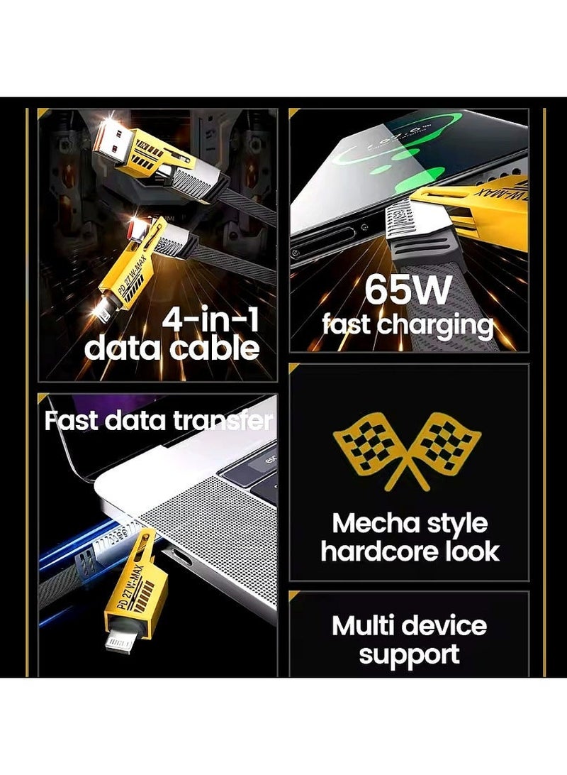 65W USB Type C Cable 4 in 1 PD 27W Fast Charging Data Cable For iPhone 15 14 13 Pro Max Samsung Xiaomi Huawei iPad USB C Cable - Image 3