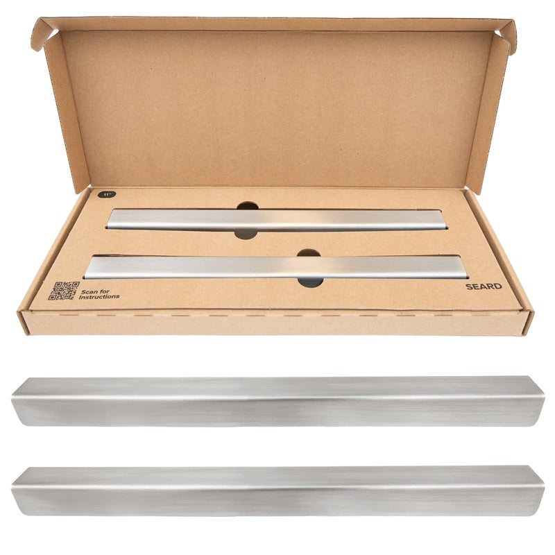 SEAR'D Stainless Steel Drawer Cap Protects Cabinet Edges from Damage. Slip-on Design with 3M Adhesive for a Secure fit. Fits 3/4" Thick or Less Doors and Drawers (Brushed Stainless, 11 Inch) - Image 2