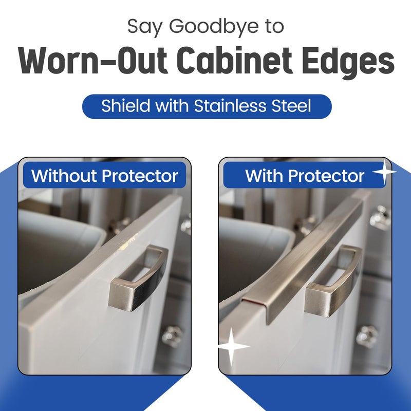 SEAR'D Stainless Steel Drawer Cap Protects Cabinet Edges from Damage. Slip-on Design with 3M Adhesive for a Secure fit. Fits 3/4" Thick or Less Doors and Drawers (Brushed Stainless, 11 Inch) - Image 5
