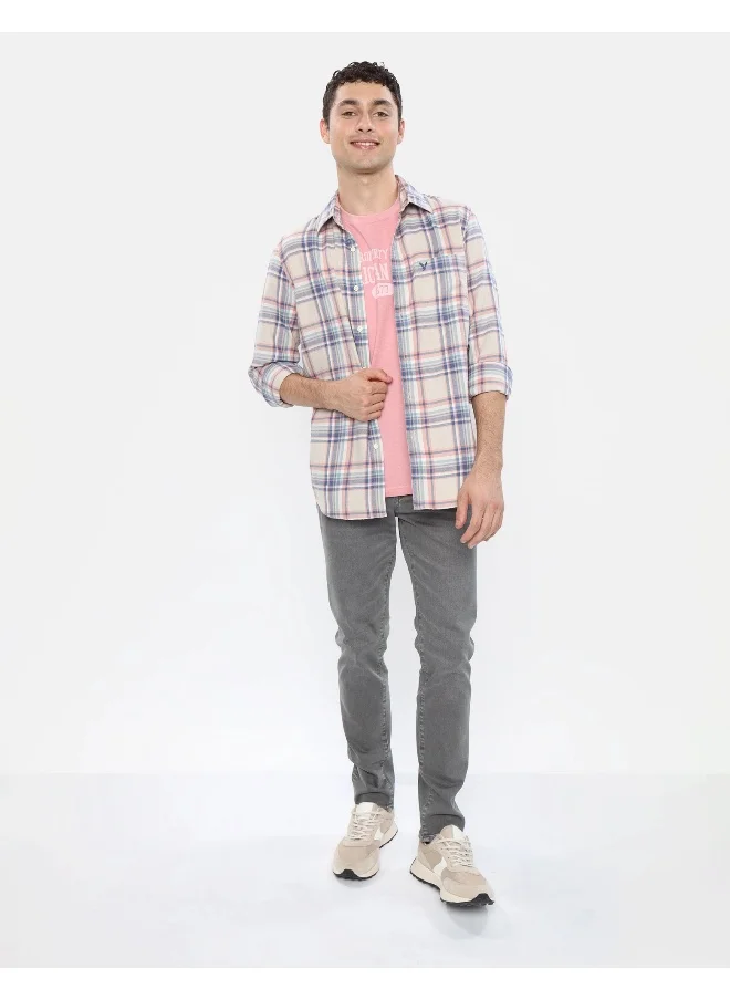 American Eagle AE Slim Fit Plaid Button-Up Shirt