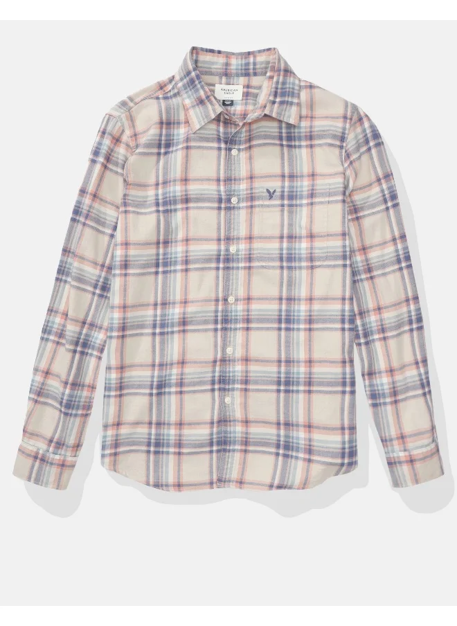 American Eagle AE Slim Fit Plaid Button-Up Shirt