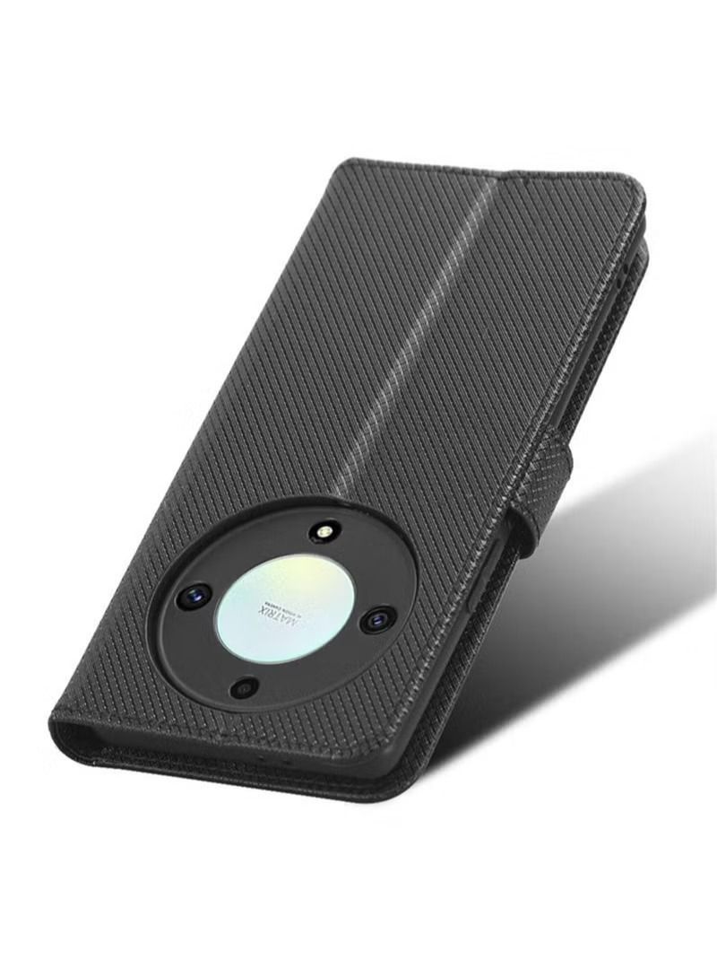 Flip Cover Leather Case Compatible with Huawei Honor X9a X40 Magic5 Lite 5G Honor X9A Lanyard Wallet Clip Simplicity Stand Holder Housing (Black,Honor X9a) - Image 5