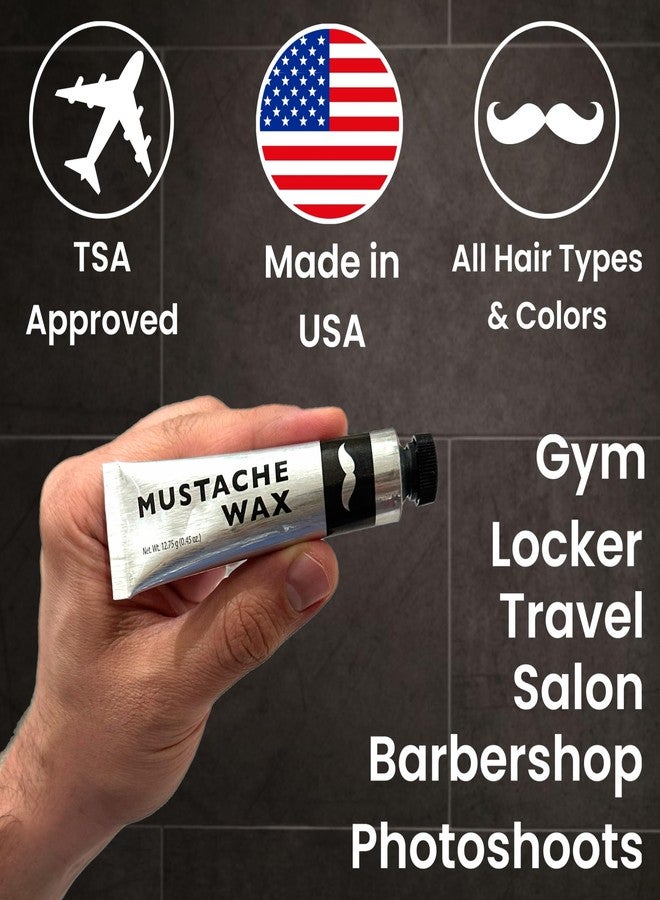 ALAZCO 1 Tube Mustache Styling Wax Strong Hold Water Based Wax for Men Stache Beard Sideburns Eyebrows Grooming Touch-up All Hair Color Types Dries Clear - Travel TSA Approved - MADE IN USA - Image 2