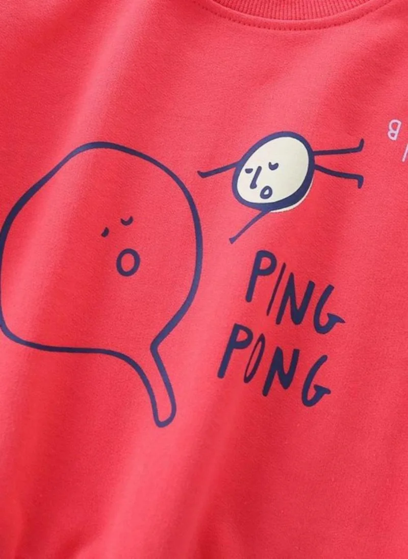 يونيكي Red Graphic Printed Round Neck T-shirt