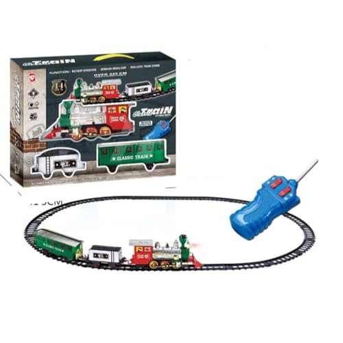 HITRUZ Remote Control Train Set with 345 CM Tracks (14 Pcs) | Battery Operated Classic Toy Train with Light & Sound | Electric RC Engine Train Set for Kids Boys Girls Gift No Smoke - Image 1